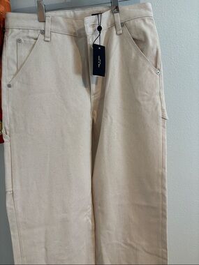 NWT,  Rag & Bone Stella McCartney Ecru High-Rise Wide-Leg Pants, size 26